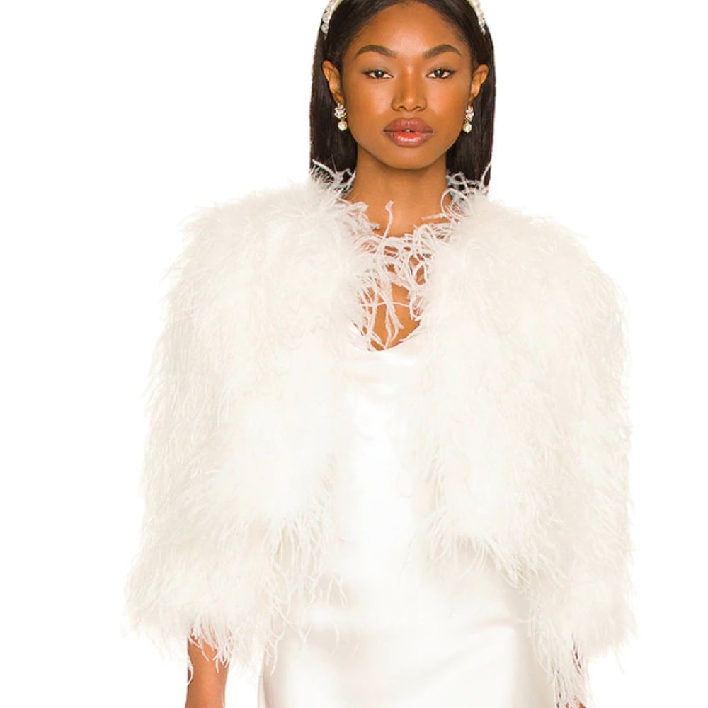 Bubish REVOLVE White Feather Jacket - Bridal Glam